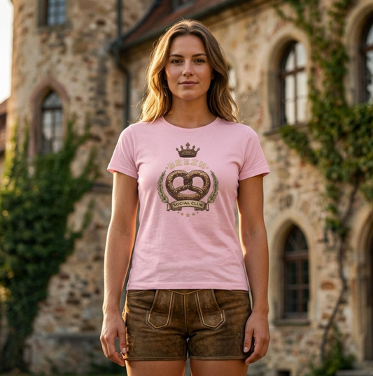 Bayerisches T-Shirt Lorbeer-Brezn, exklusives Design - Lorbeer-Brezn Social Club