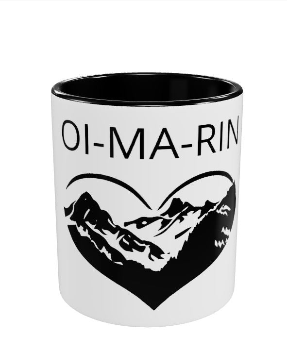 Weiße 325ml Ceramic Tasse 'OIMARIN"– mit Herz und Berg