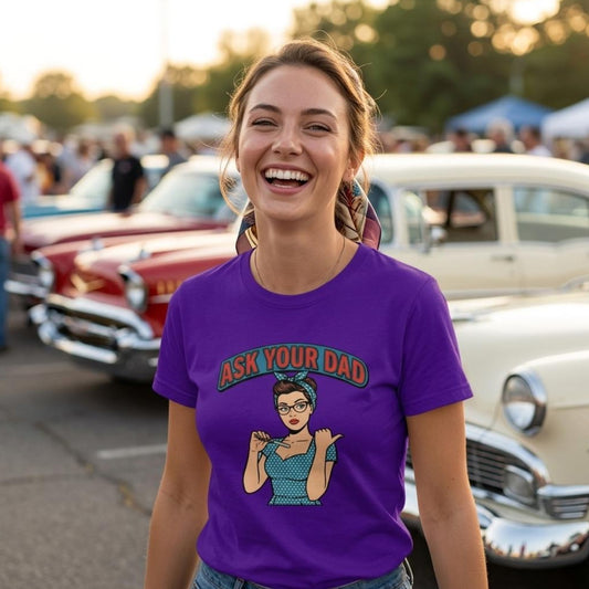 Muttertag Ask your Dad, Cooles T-Shirt, VYBRYS, DTF-Druck