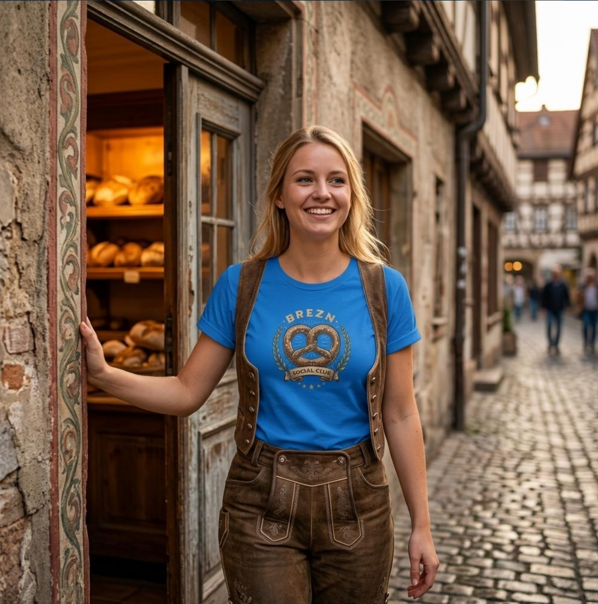 Bayerisches T-Shirt Lorbeer-Brezn, exklusives Design - Lorbeer-Brezn Social Club