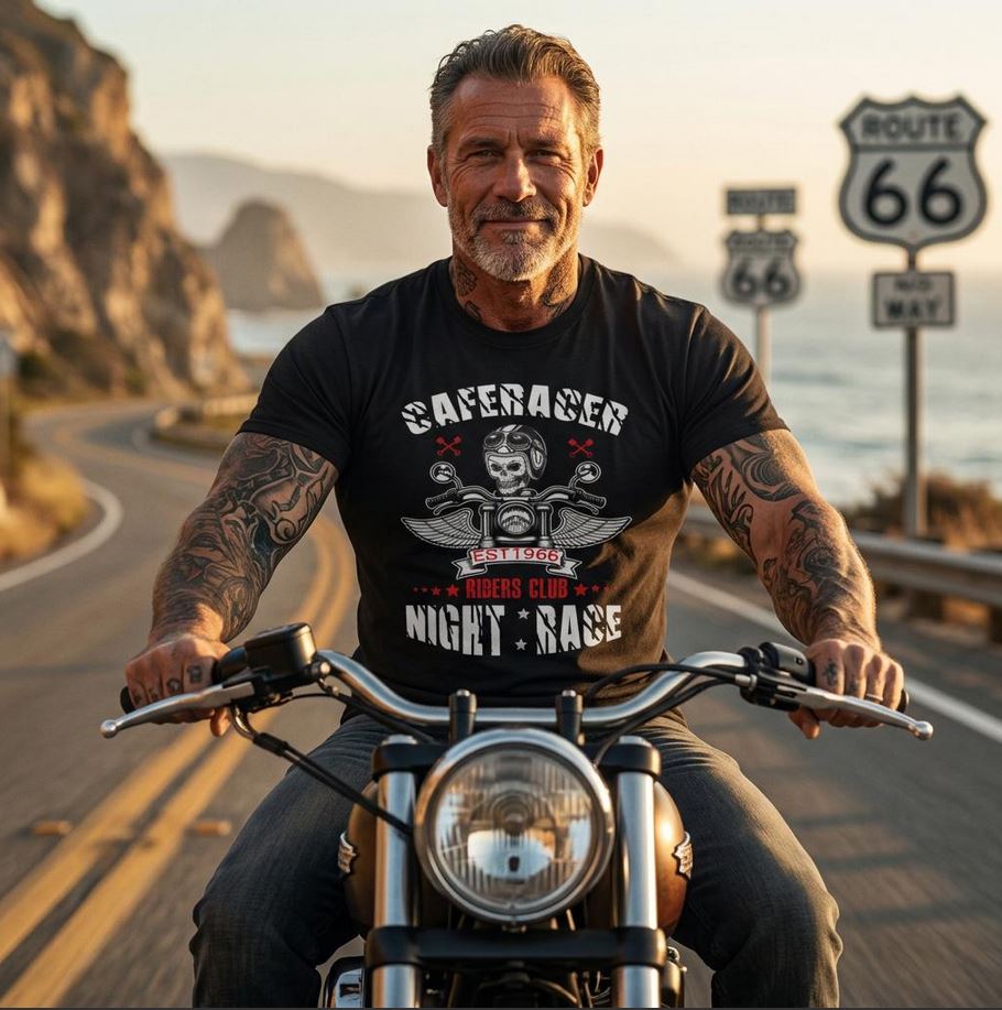 CAFERACER RIDERS CLUB 1966 T-SHIRT, Cooles T-Shirt, VYBRYS, DTG-Druck