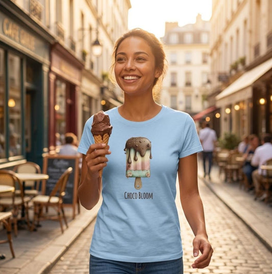 Schoko-Eis - „Choco Bloom“, weiches Damen-Shirt