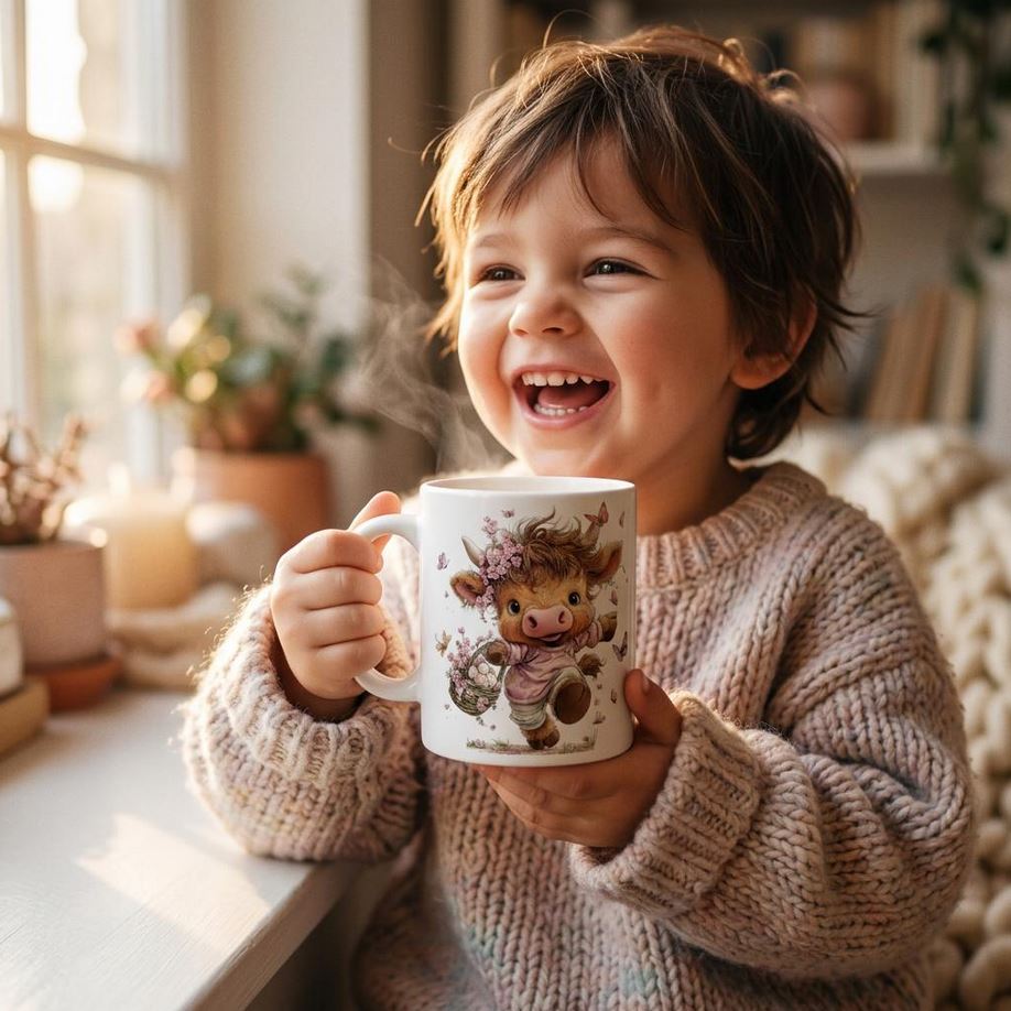 Easter Highland Cow 16-Tasse, 325ml Keramiktasse, Versandkostenfrei