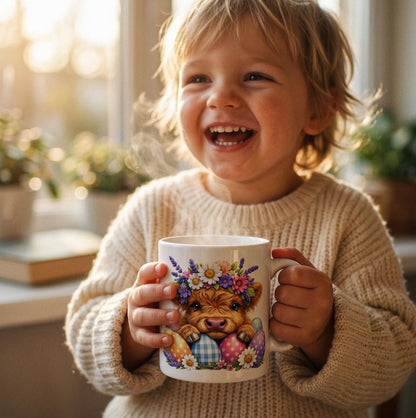 Easter Highland Cow, 325ml Keramiktasse, Versandkostenfrei