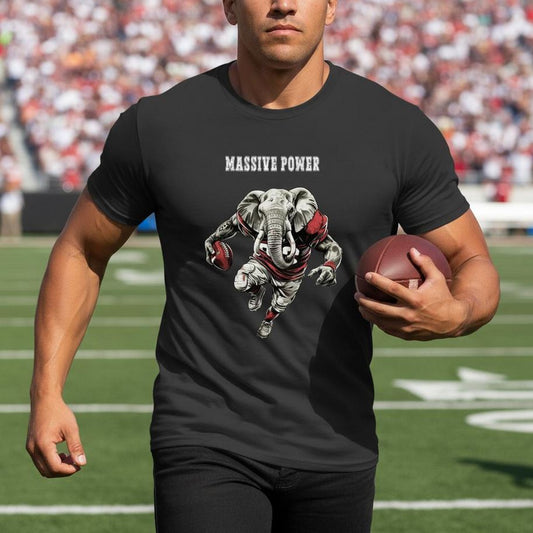 FOOTBALL ELEFANT "MASSIVE POWER", Cooles Unisex T-Shirt, personalisierte Rückennummer