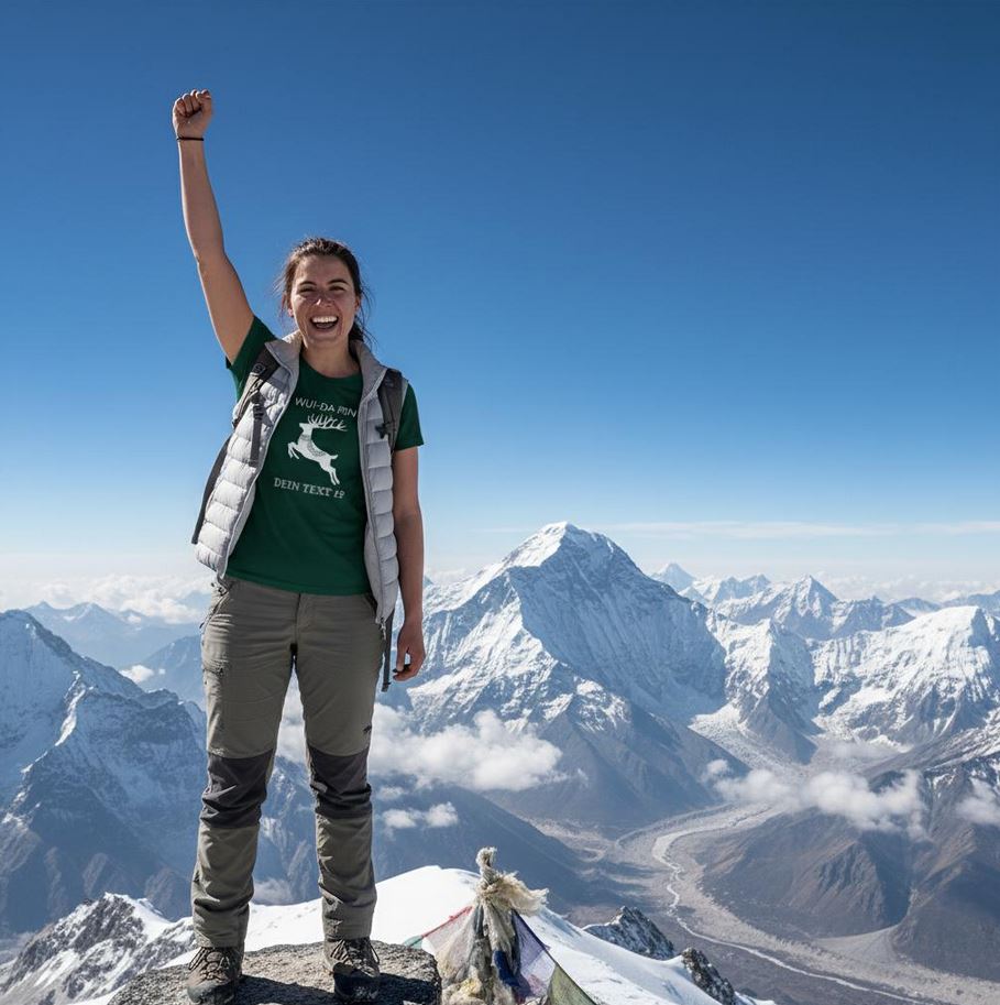 Frau_mit_T-Shirt-Berggipfel-smaragd-WUIDARIN
