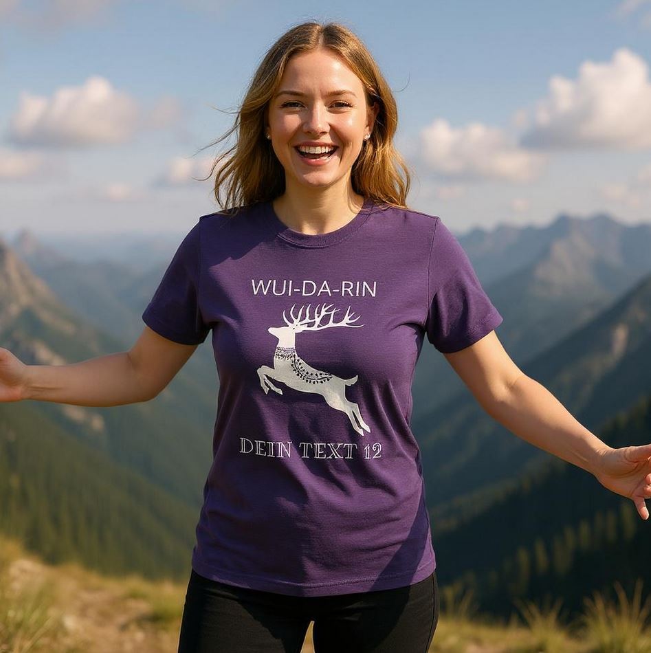 Frau mit T-Shirt-lila-WUIDARIN