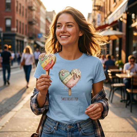 Herz-Eis mit Perlen – „Sweetheart Pop“, weiches Damen-Shirt