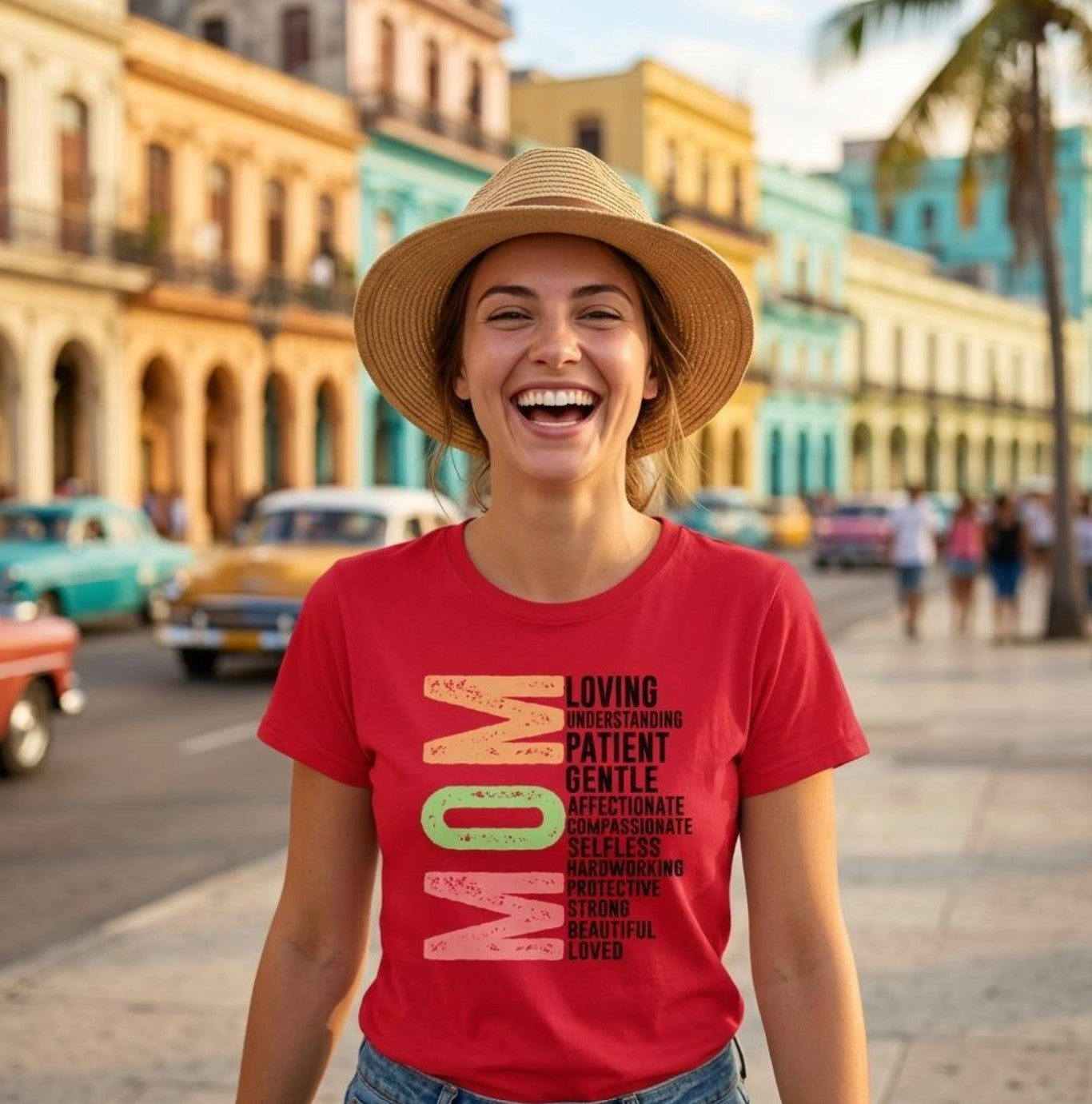Muttertag Shirt Damen | MOM Loving Patient Strong | Geschenk für Mama, VYBRYS, DTF-Druck