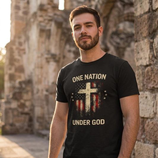 One Nation under God, Cooles T-Shirt, VYBRYS, DTG-Druck