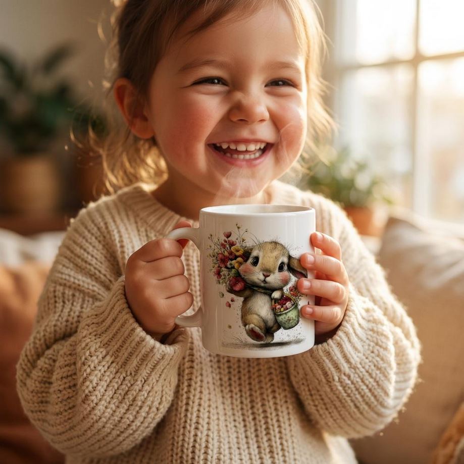 Whimsical Easter Bunny Design-21-Tasse,  325ml Keramiktasse, Versandkostenfrei