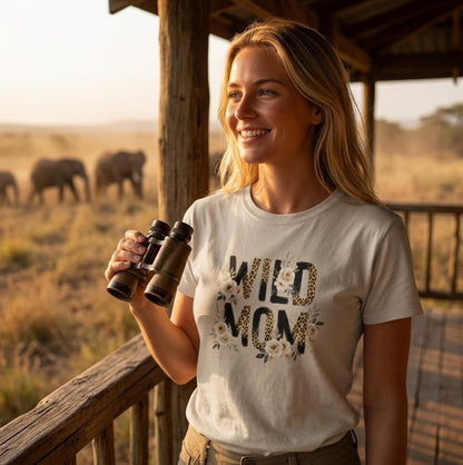 Muttertag Shirt Damen | Wild Mom Leopard Floral | Geschenk für Mama, VYBRYS, DTF-Druck