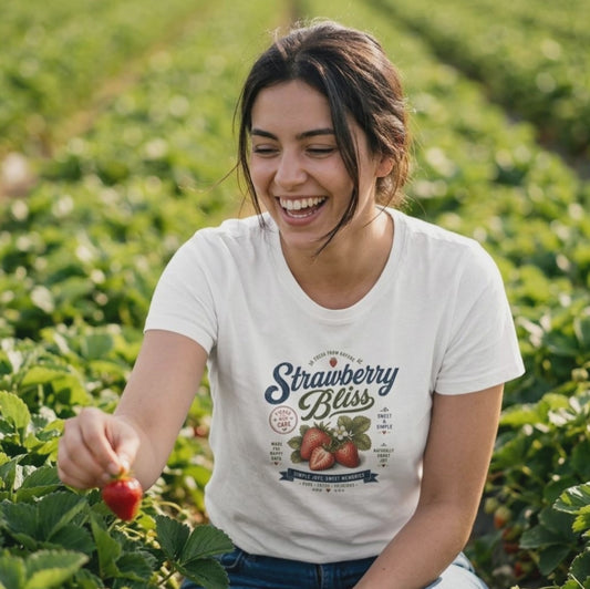 Strawberry Bliss Shirt | Vintage Farm Fresh Design | Sweet Summer Tee,  DTG-Druck