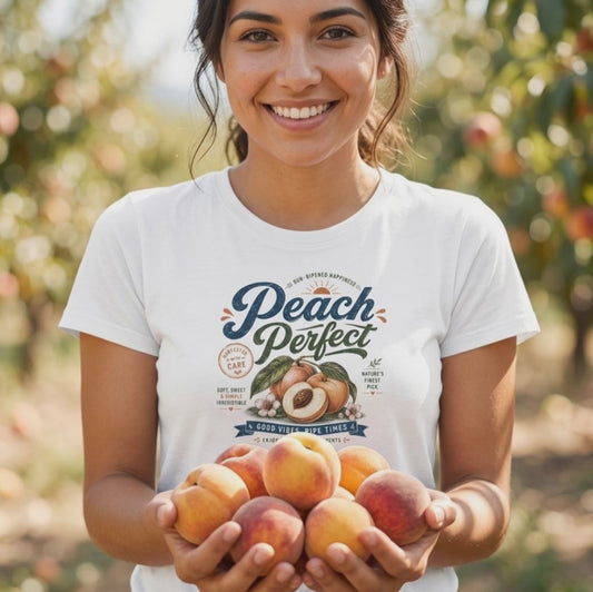 Peach Perfect Shirt | Vintage Summer Fruit Design | Good Vibes Tee, DTG-Druck