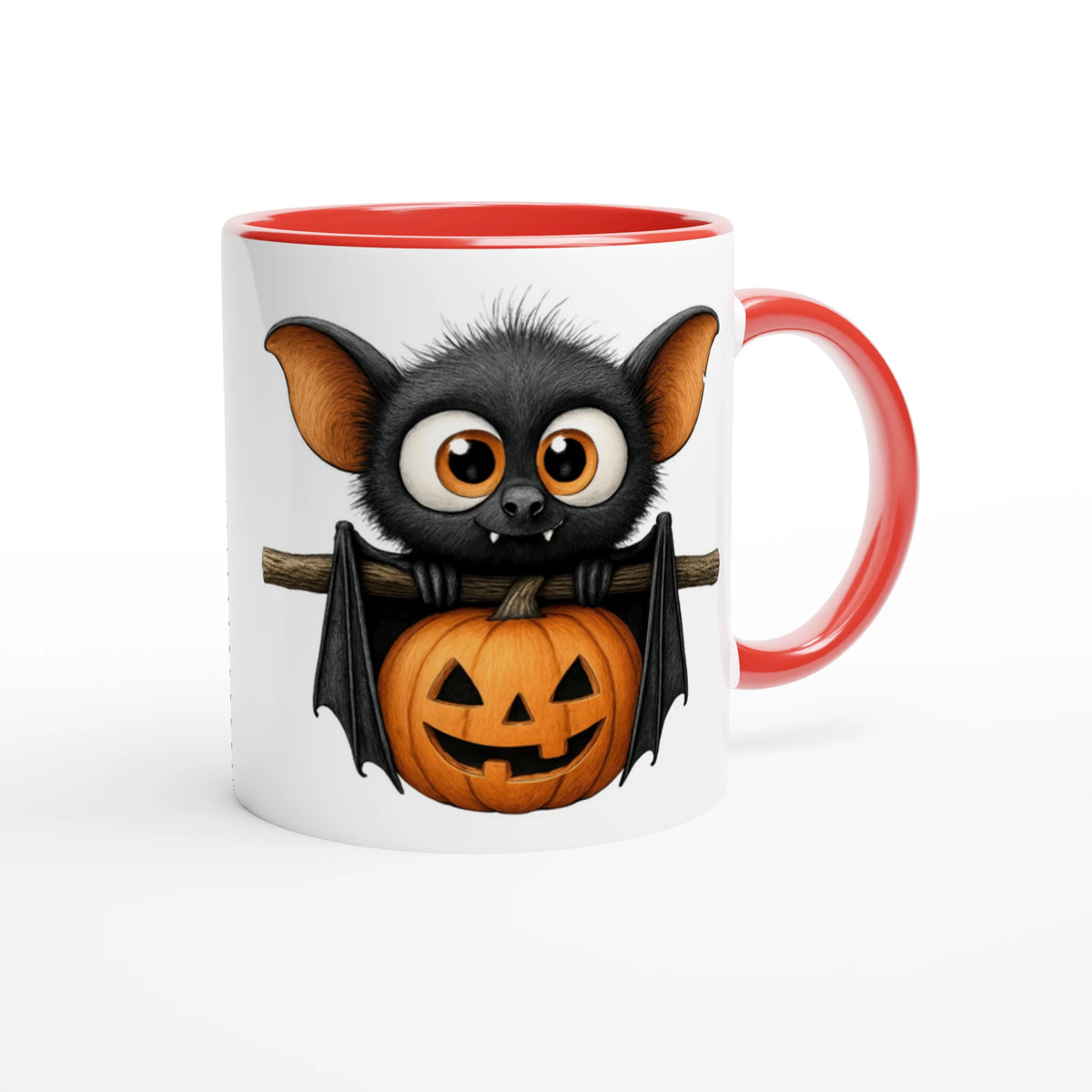 weisse 325ml Keramiktasse mit lustigem Halloween Motiv